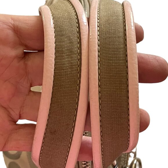 EUC Coach Poppy Signature Print Baby Pink/Tan Satchel Purse - Picture 9 of 12